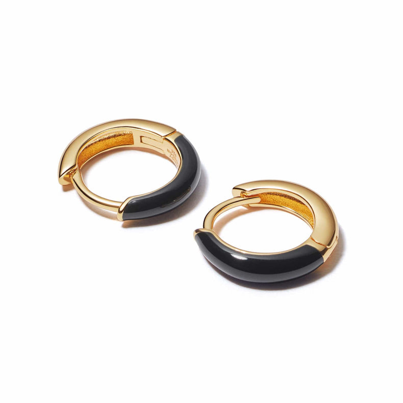 Black Huggie Hoop Earrings 18ct Gold Plate recommended