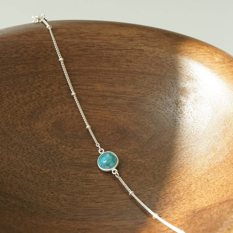 Turquoise Healing Stone Bobble Bracelet Sterling Silver