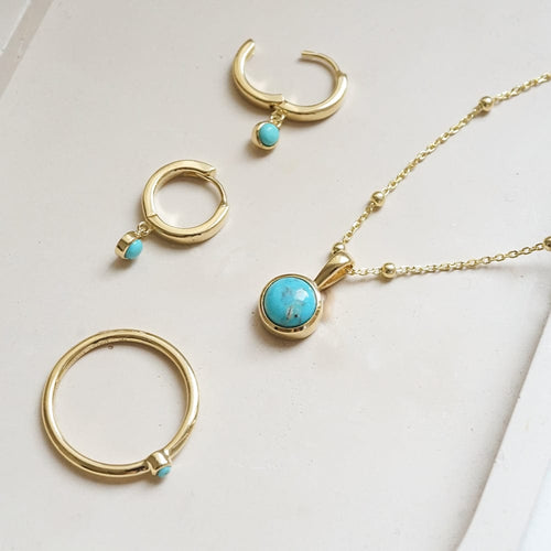 Turquoise Healing Stone Necklace 18ct Gold Plate