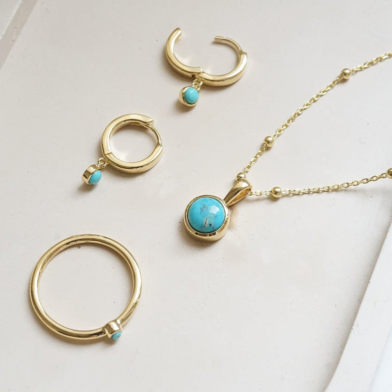 Turquoise Healing Stone Necklace 18ct Gold Plate