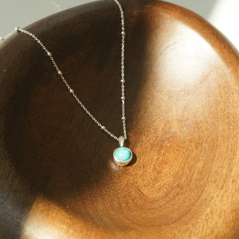 Turquoise Healing Stone Necklace Sterling Silver