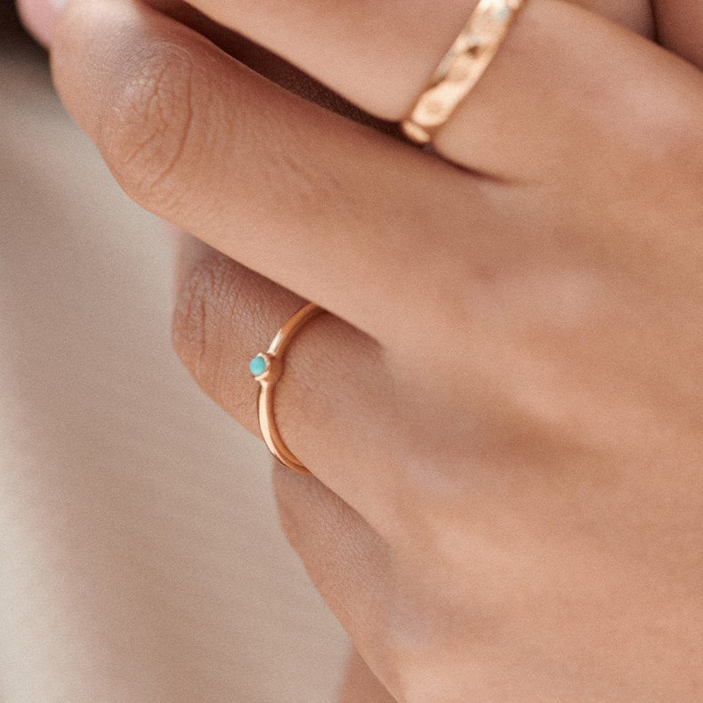 Turquoise Healing Stone Ring 18ct Gold Plate