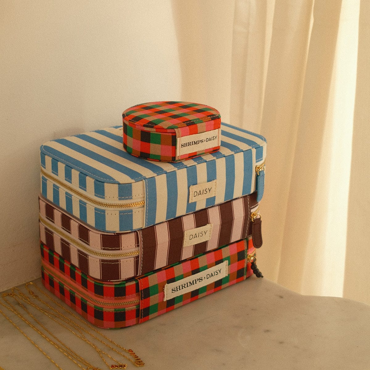 Blue Stripe Large Jewellery Case