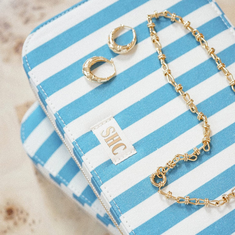 Blue Stripe Large Jewellery Case