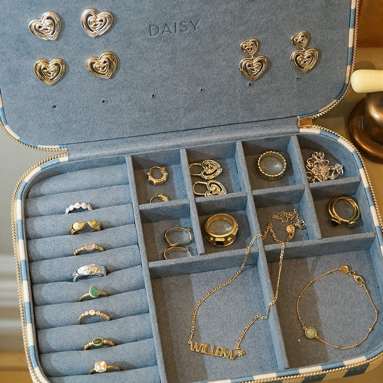 Blue Stripe Large Jewellery Case
