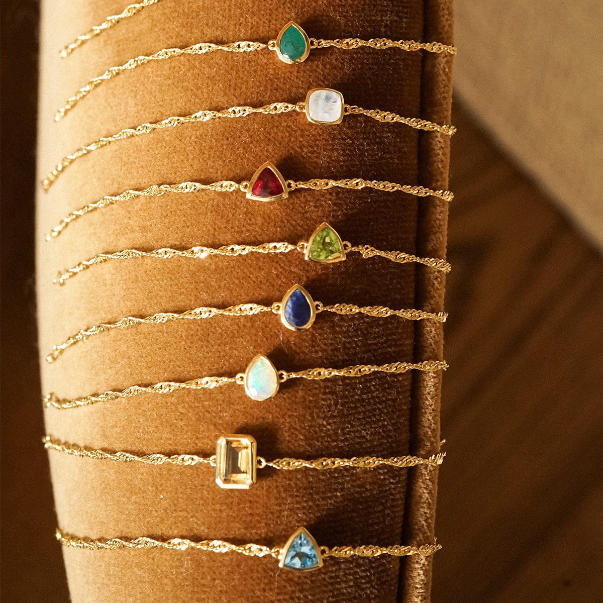 Blue Topaz December Birthstone Charm Bracelet 18ct Gold Plate