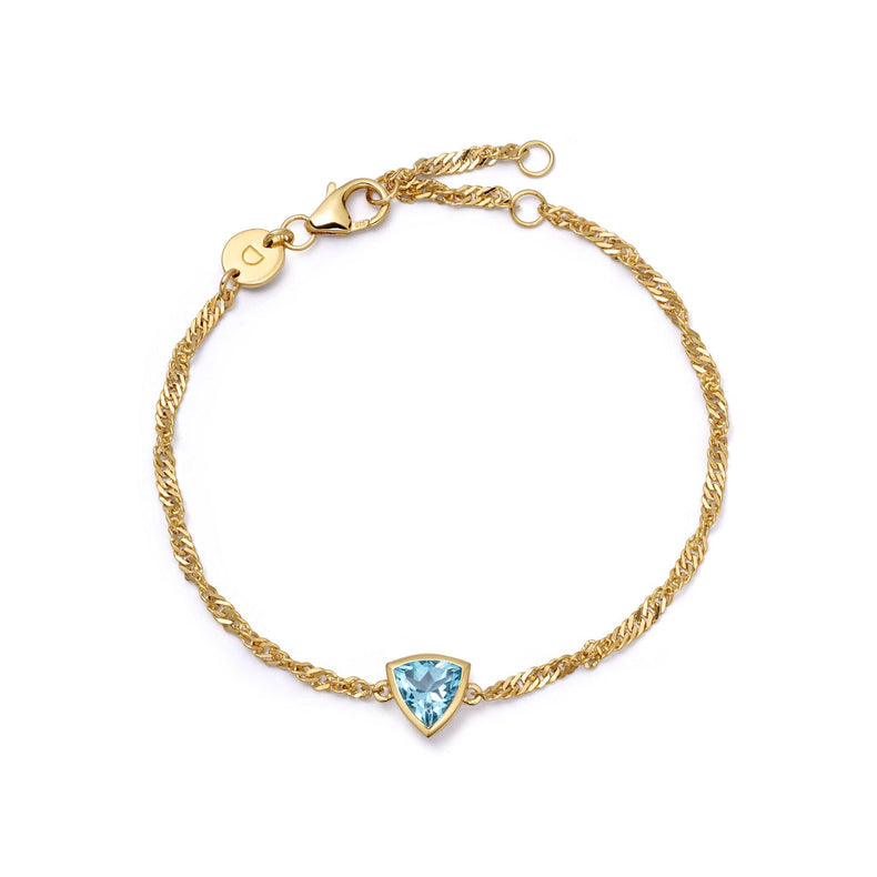 Blue Topaz December Birthstone Charm Bracelet 18ct Gold Plate recommended