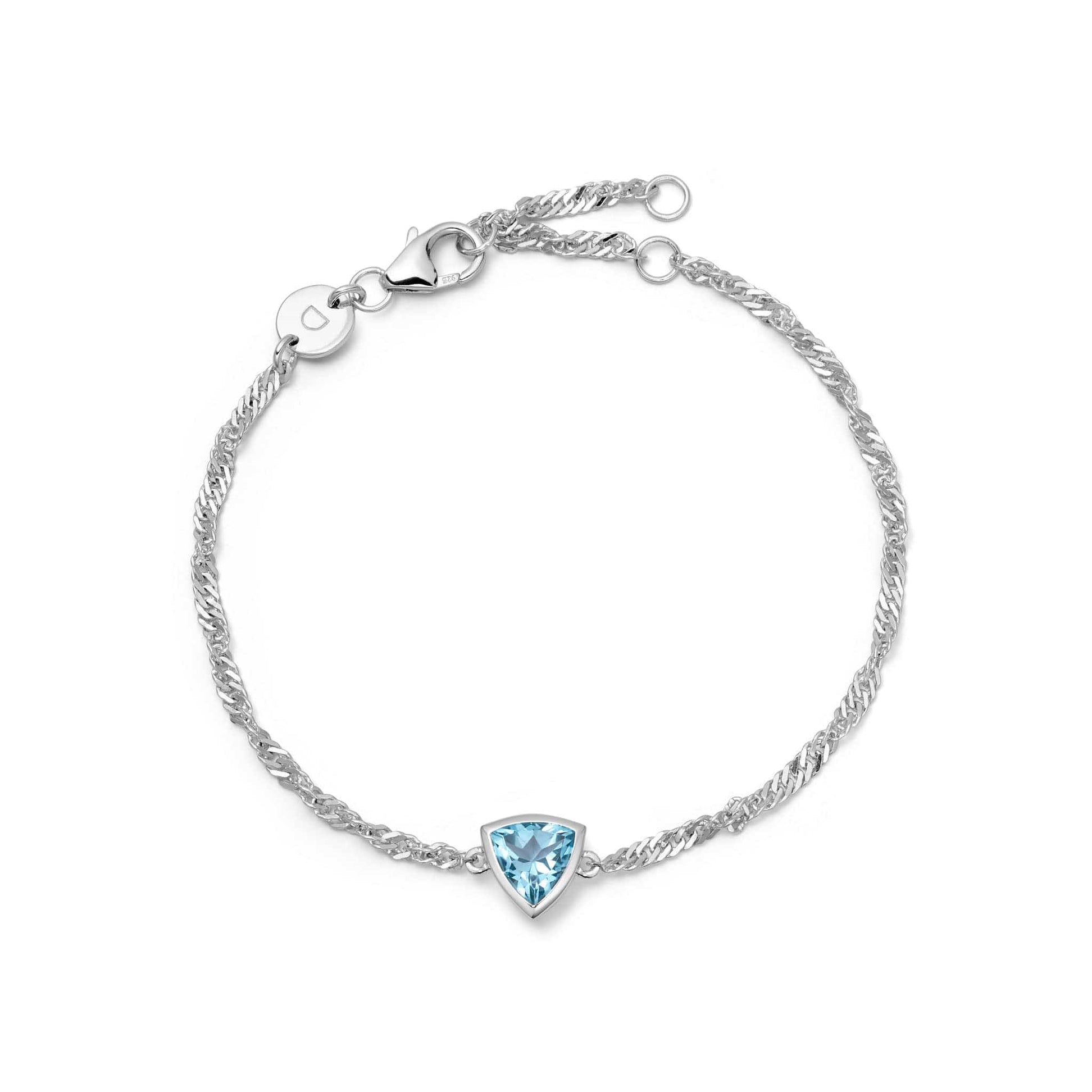 Blue Topaz December Birthstone Charm Bracelet Sterling Silver