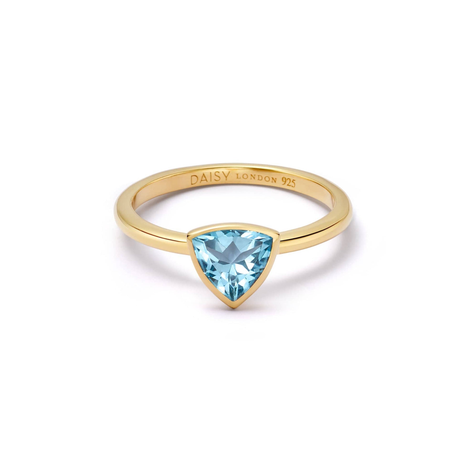 Blue Topaz December Birthstone Ring 18ct Gold Plate