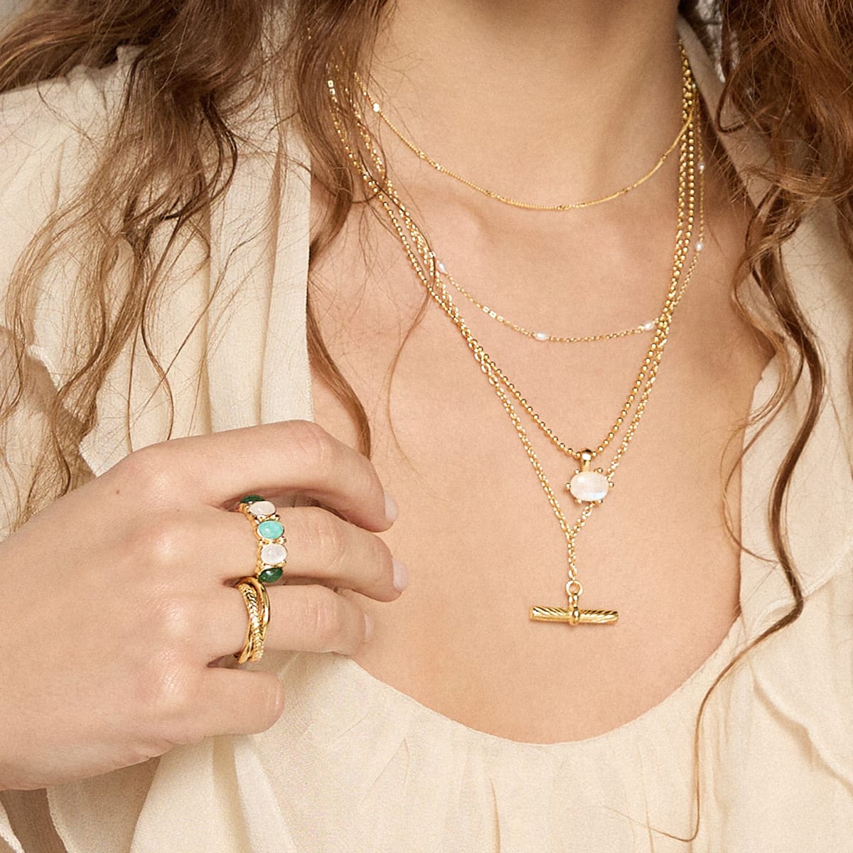 Bold Mixed Gemstone 18ct Gold Plate