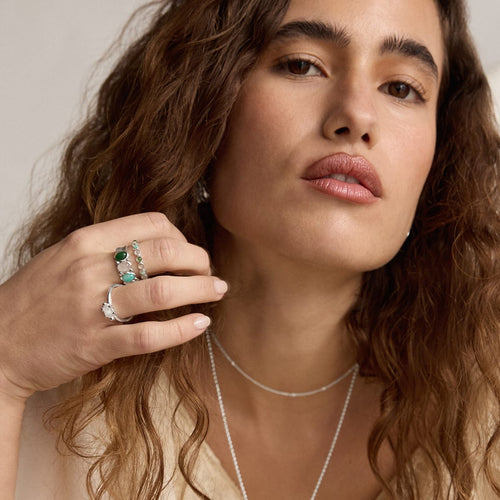 Bold Mixed Gemstone Ring Sterling Silver