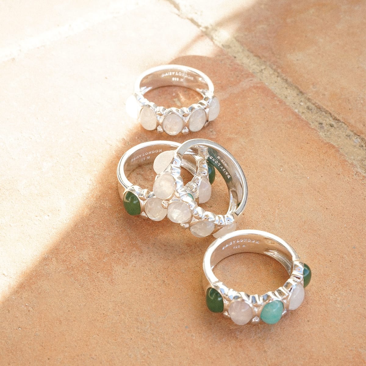 Bold Mixed Gemstone Ring Sterling Silver