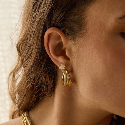 Bold Wave Stud Earrings 18ct Gold Plate