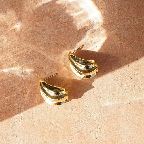 Bold Wave Stud Earrings 18ct Gold Plate