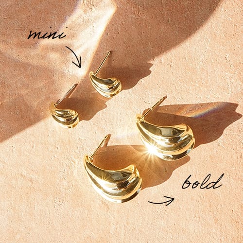 Bold Wave Stud Earrings 18ct Gold Plate