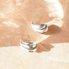 Bold Wave Stud Earrings Silver Plate