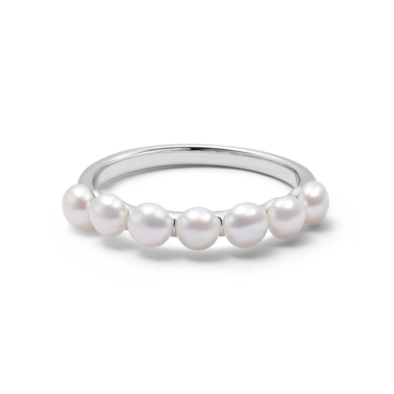 Chunky Pearl Band Ring Sterling Silver