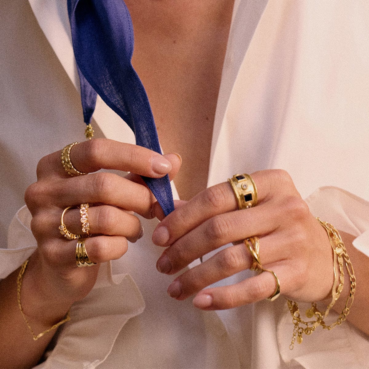 Chunky Stone Textured Ring 18ct Gold Plate