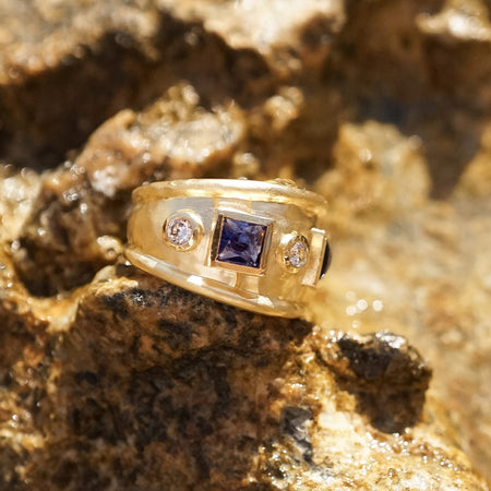 Chunky Stone Textured Ring 18ct Gold Plate recommended