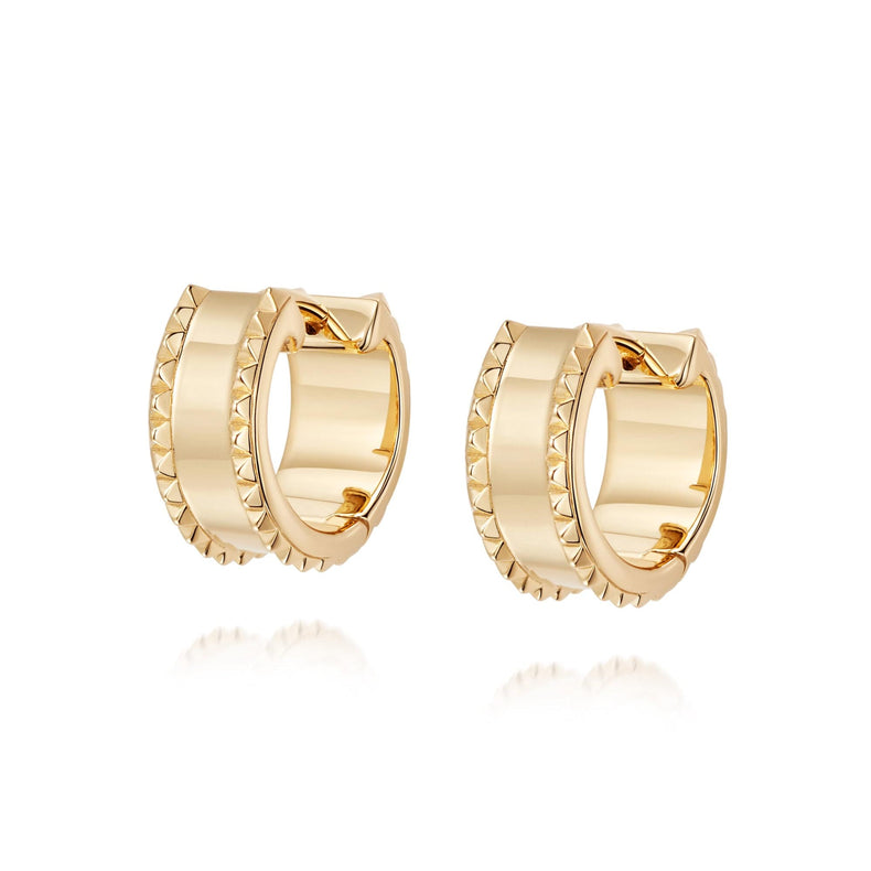 Chunky Studded Huggie Hoop Earrings 18ct Gold Plate recommended