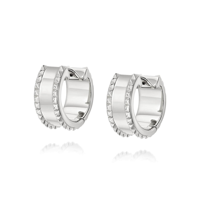 Chunky Studded Huggie Hoop Earrings Sterling Silver recommended