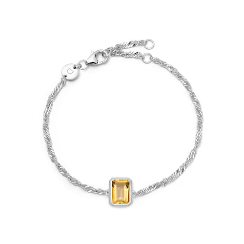 Citrine November Birthstone Charm Bracelet Sterling Silver