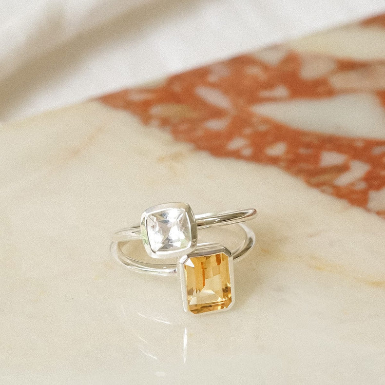Citrine November Birthstone Ring Sterling Silver