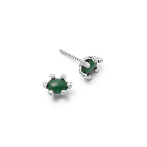 Green Aventurine Claw Stud Earrings Sterling Silver