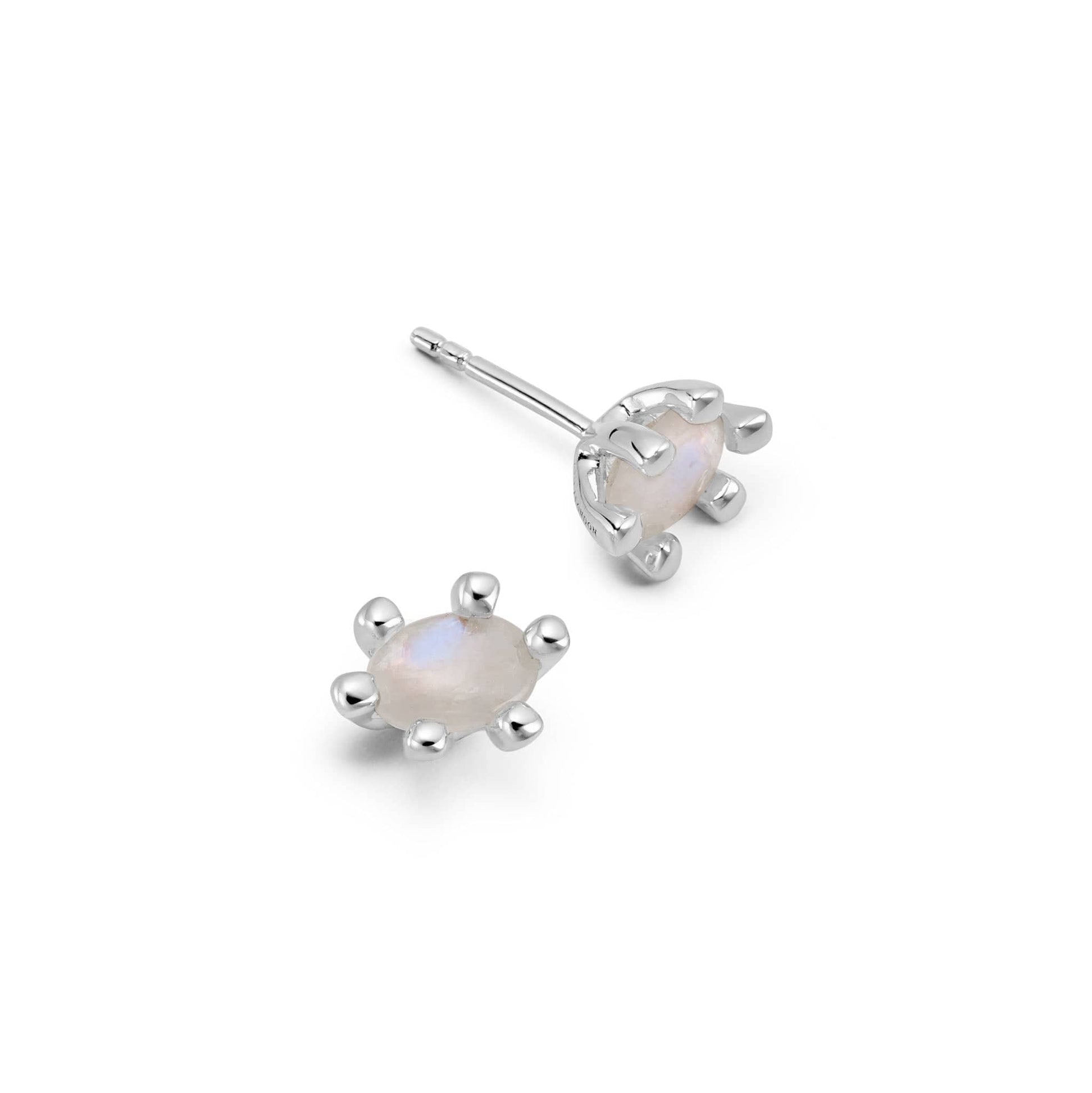 Moonstone Claw Stud Earrings Sterling Silver