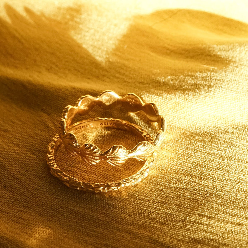 Coral Stacking Ring 18ct Gold Plate