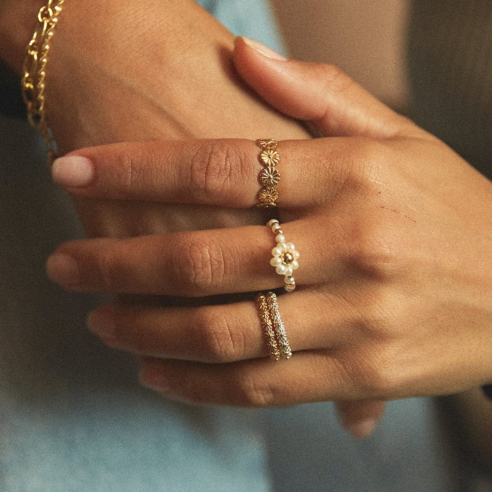 Daisy Bloom Crown Band Ring 18ct Gold Plate – Daisy London