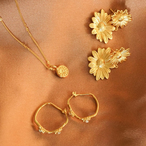 Daisy Bloom Mini Pendant Necklace 18ct Gold Plate