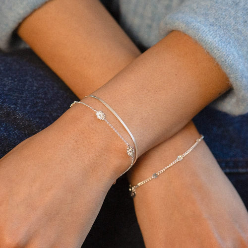 Daisy Chain Bracelet Stack Sterling Silver