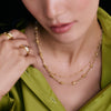 Daisy Chain Twist & Diamond Disc Necklace Layering Set 18ct Gold Plate