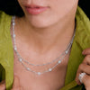 Daisy Chain Twist & Diamond Disc Necklace Layering Set Silver Plate
