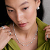 Daisy Chain Twist & Diamond Disc Necklace Layering Set Silver Plate