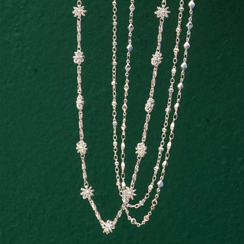 Daisy Chain Twist Necklace Silver Plate