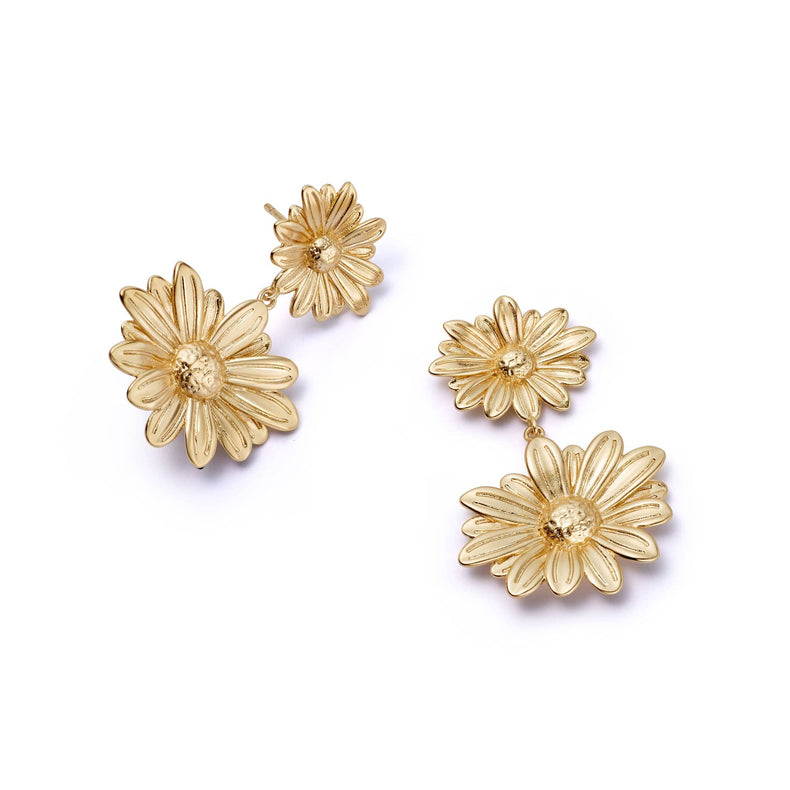 Daisy Drop Flower Earrings 18ct Gold Plate recommended