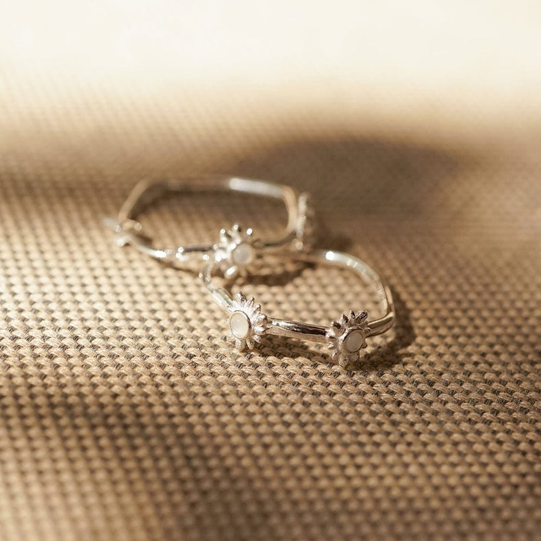 Daisy Mother Of Pearl Earring Stack Sterling Silver