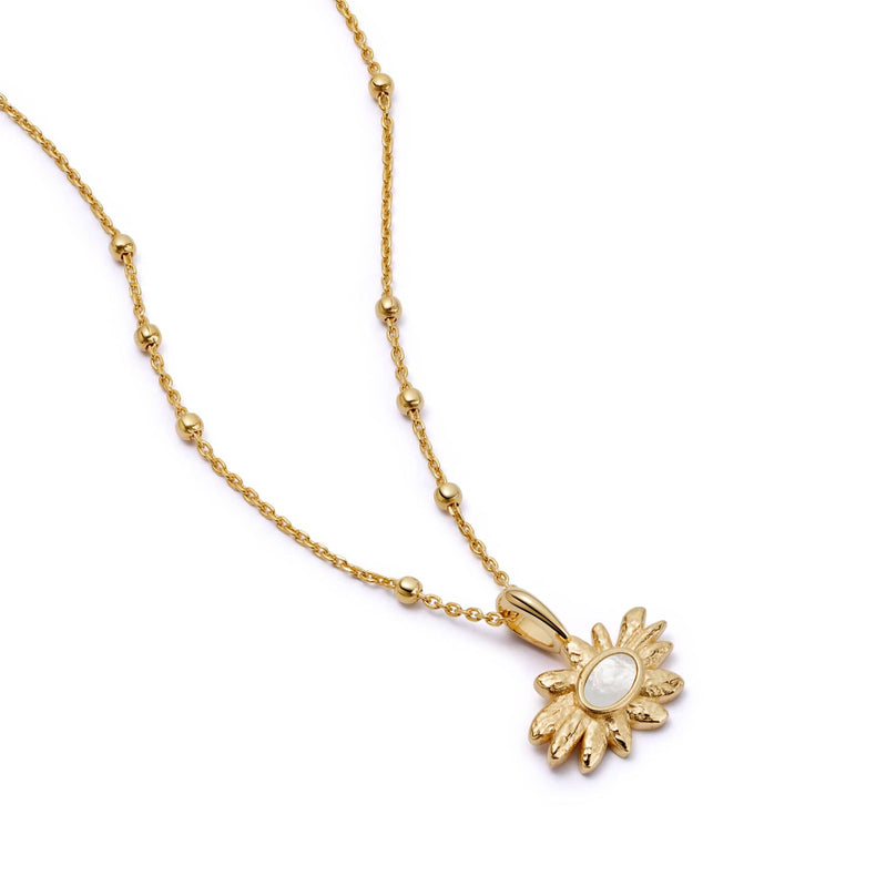 Daisy Mother of Pearl Flower Necklace 18ct Gold Plate recommended