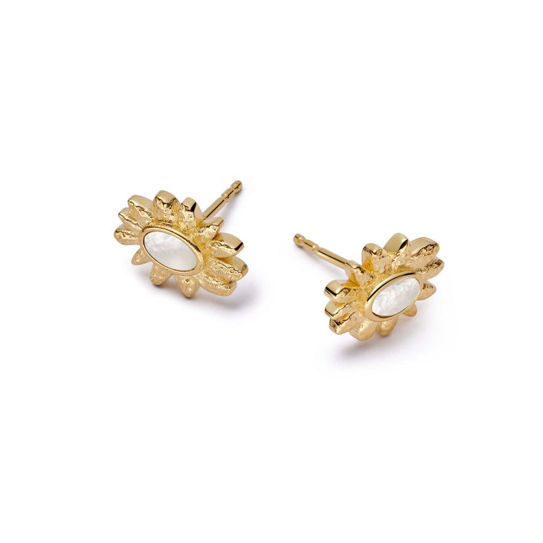 Daisy Mother of Pearl Stud Earrings 18ct Gold Plate recommended