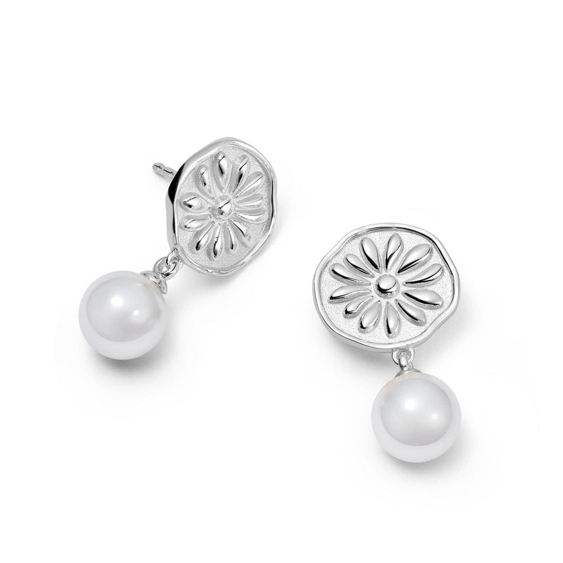 Daisy Pearl Drop Earrings Sterling Silver recommended