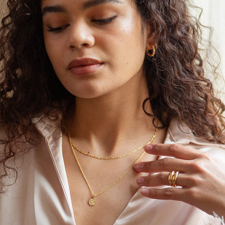 Daisy Twist Necklace Layering Set 18ct Gold Plate