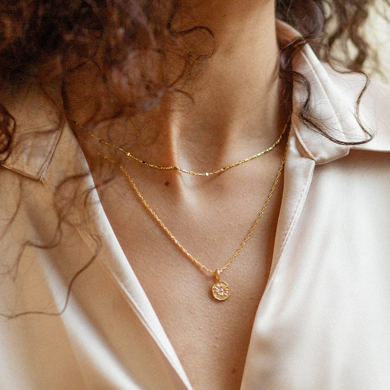 Daisy Twist Necklace Layering Set 18ct Gold Plate