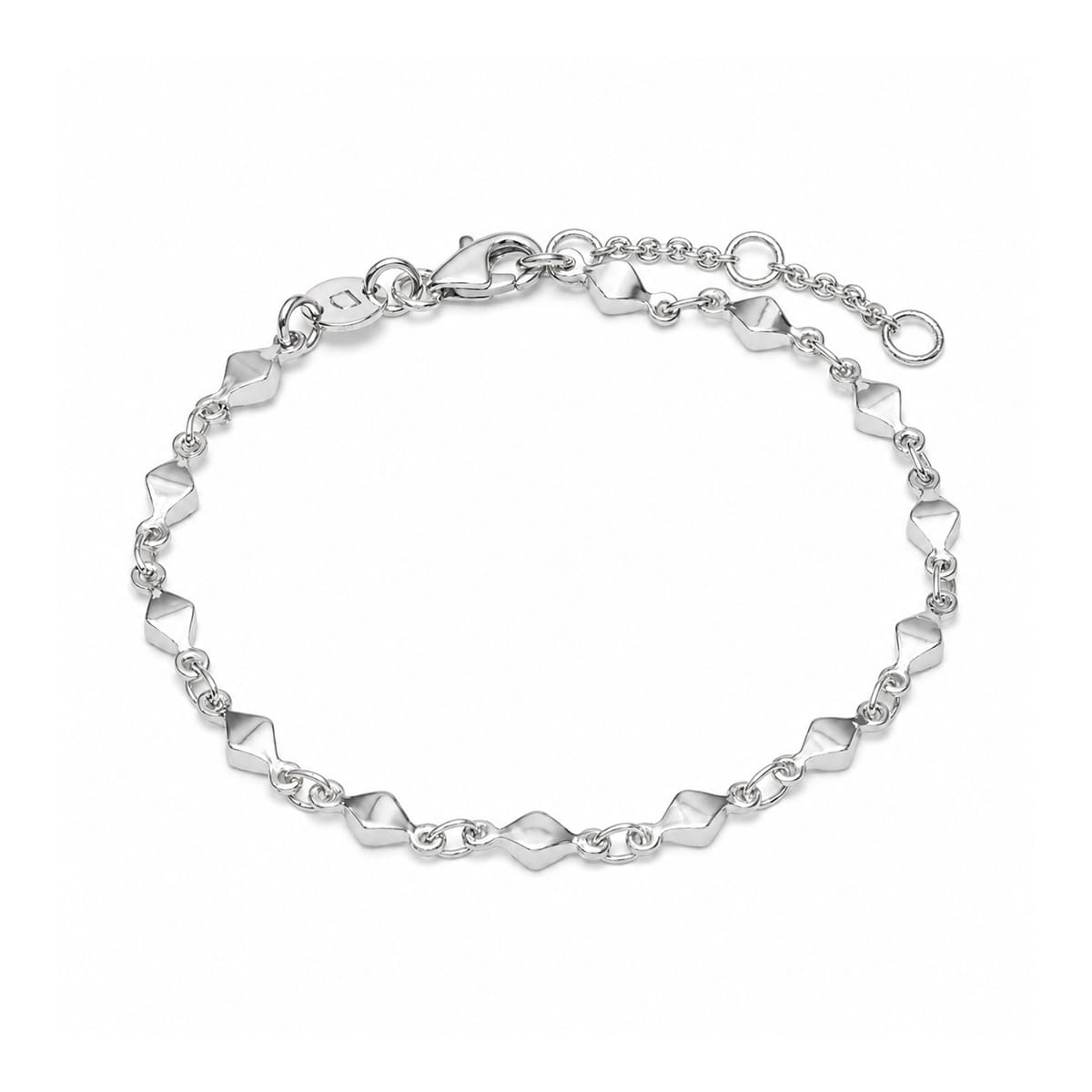 Diamond Disc Chain Bracelet Silver Plate