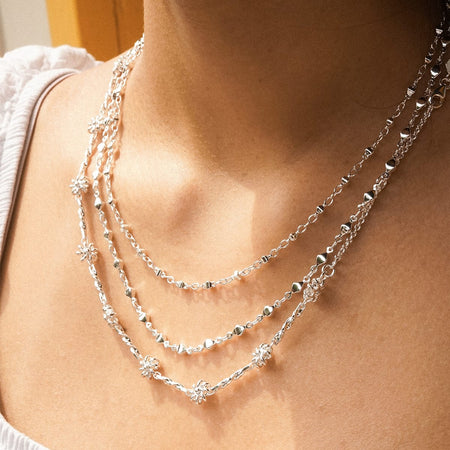 Diamond Disc Chain Necklace Silver Plate recommended