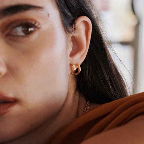 Estée Lalonde Double Huggie Earring Stack 18ct Gold Plate