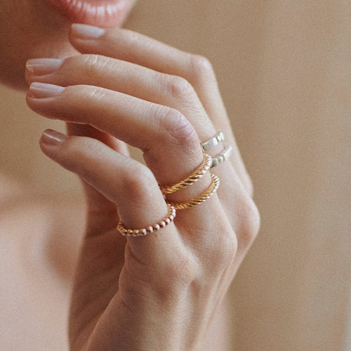 Double Rope Ring 18ct Gold Plate