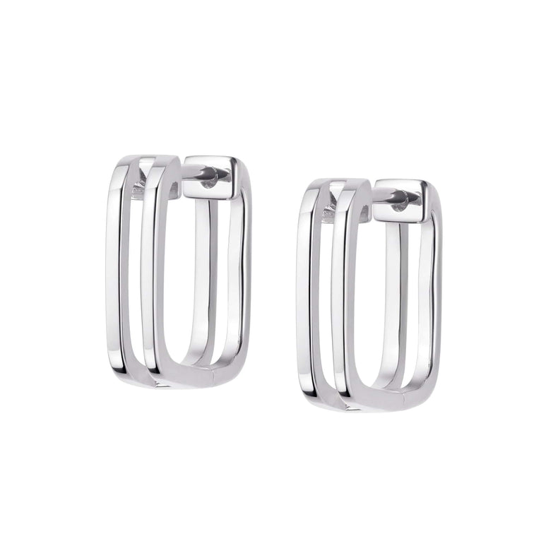 Double Square Huggie Hoop Earrings Sterling Silver recommended