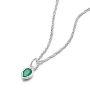 Emerald May Birthstone Charm Necklace Sterling Silver recommended
